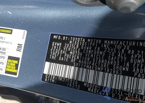 2021 Toyota Corolla Le z USA, uszkodzony, nr VIN 5YFEPMAE0MP182863